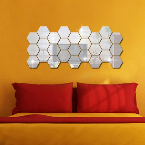 3D Hexagon Acrylic Mirror Wall Stickers - ilove-ornaments.com