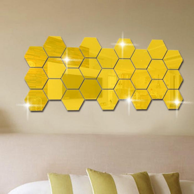 3D Hexagon Acrylic Mirror Wall Stickers - ilove-ornaments.com