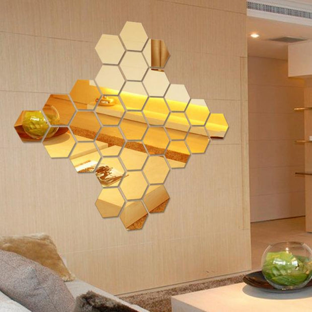 3D Hexagon Acrylic Mirror Wall Stickers - ilove-ornaments.com
