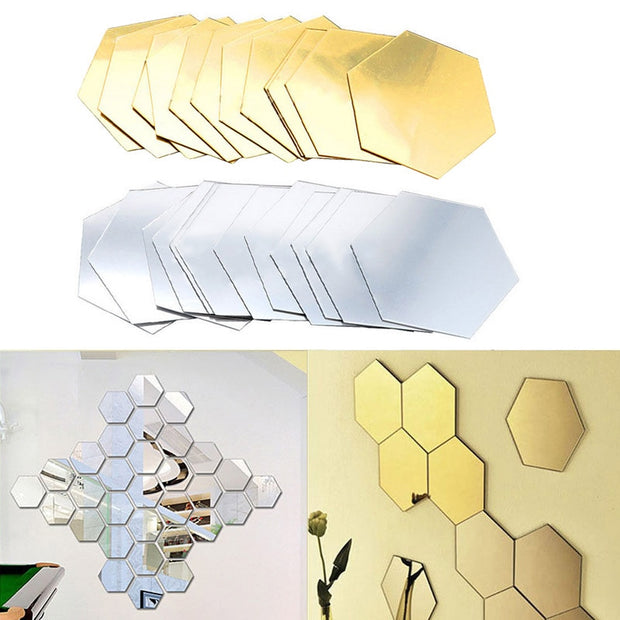 3D Hexagon Acrylic Mirror Wall Stickers - ilove-ornaments.com