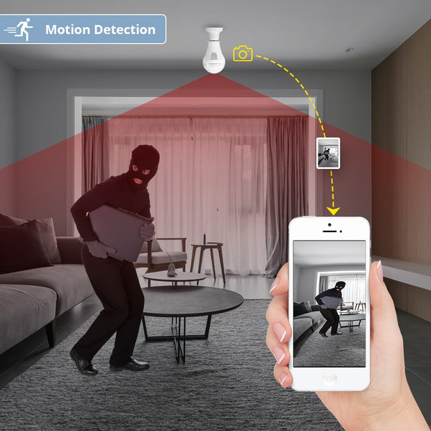 LED Light 960P Wireless Home Security CCTV Fisheye Bulb - ilove-ornaments.com