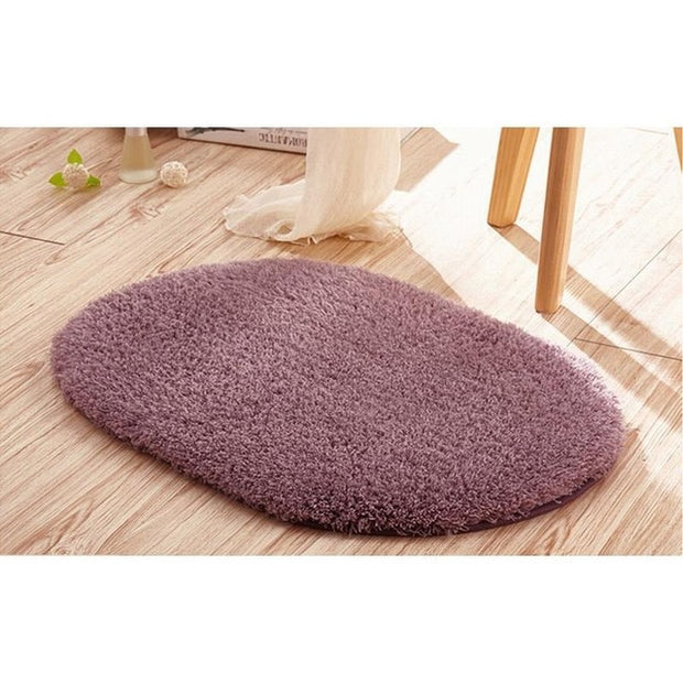 Non-Slip Absorbent Soft Microfiber Oval Bathroom Rugs - ilove-ornaments.com