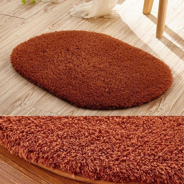 Non-Slip Absorbent Soft Microfiber Oval Bathroom Rugs - ilove-ornaments.com