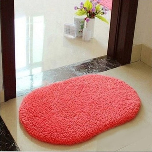 Non-Slip Absorbent Soft Microfiber Oval Bathroom Rugs - ilove-ornaments.com