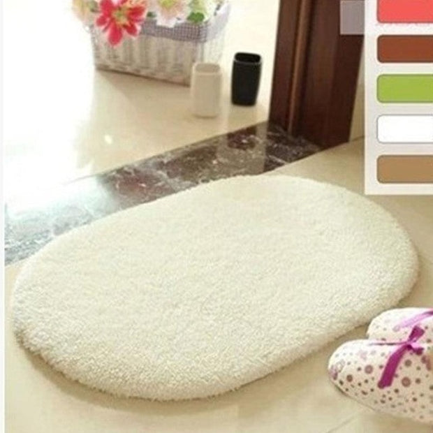 Non-Slip Absorbent Soft Microfiber Oval Bathroom Rugs - ilove-ornaments.com