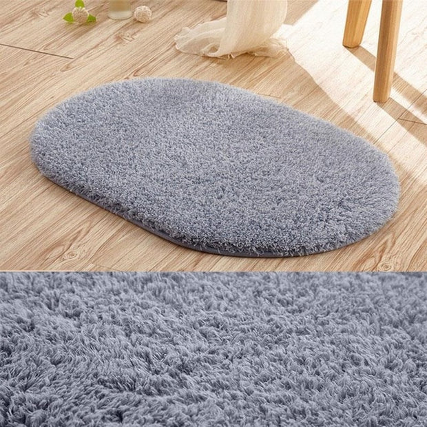 Non-Slip Absorbent Soft Microfiber Oval Bathroom Rugs - ilove-ornaments.com