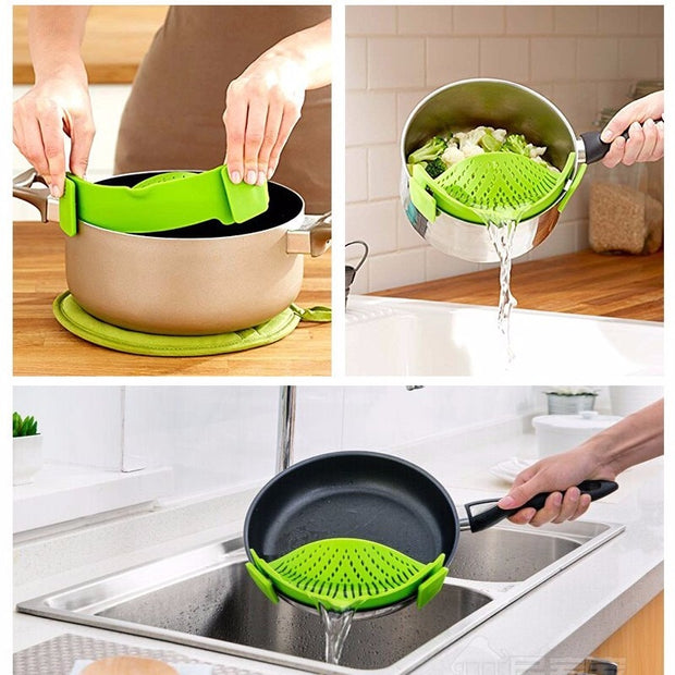 Silicone Clip On Pot Strainer Drainer - ilove-ornaments.com
